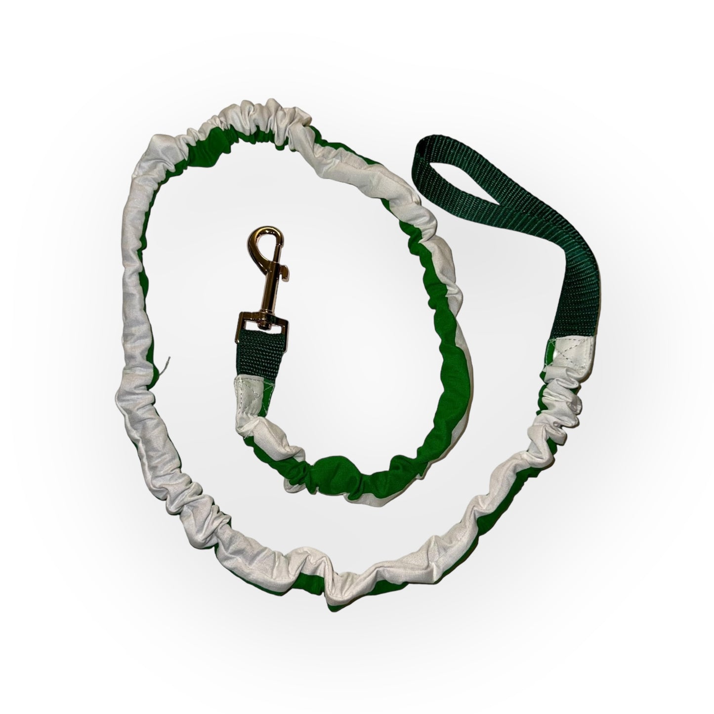 White and Green Stripes Tangle Free Dog Collar and Leash Set