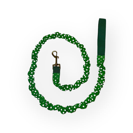 Green and White Polkadot No Tangle Dog Leash