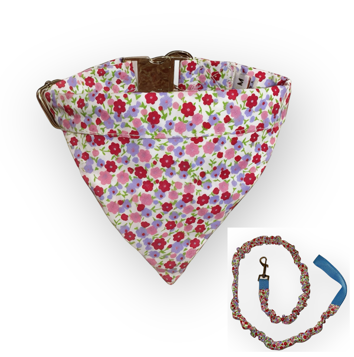 Floral Print Tangle Free Dog Collar & Leash Set